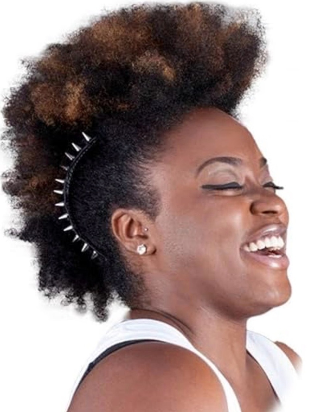 Black Leather Studded Spike Punk Rock Banana Clip Hair Accessory - Picture 2 of 7